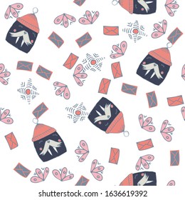 Childish seamless pattern made in hand drawn doodle style. Design animal made in soft colours. Background or wallpaper may use for wrapping paper, web page, kids nursery, postcard, hand made album