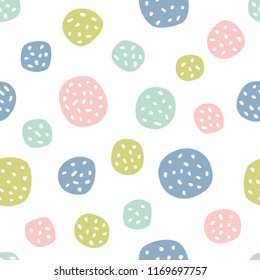 Childish seamless pattern with polka dots. Creative texture for fabric, textile