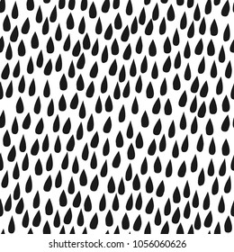 Padrão infantil sem emenda com gotas de chuva. Usado para têxteis, fundo do site, capa do livro, embalagem. Estilo preto e branco.
