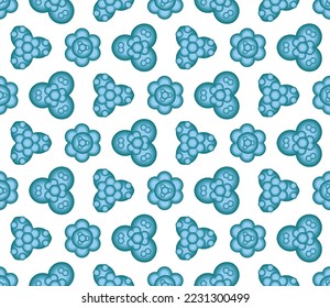 Patrón infantil sin costura, tonos azules. Consiste en formas geométricas simples dispuestas sobre un fondo blanco. Útil como elemento de diseño para la textura y las composiciones artísticas.