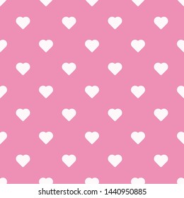 Childish seamless pattern shape heart love on pink background. Vector illustration for kid. Pattern suitable for posters, postcards, fabric or wrapping paper.