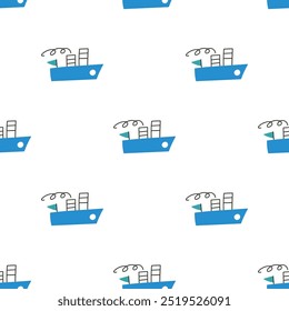 Padrão sem emenda infantil. Navio. Ilustração sobre fundo branco.