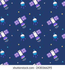 Childish seamless pattern space elements vector