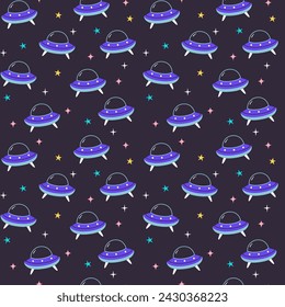 Childish seamless pattern space elements vector