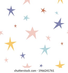 Childish seamless pattern with starry sky. Texture for fabric, wrapping, textile, wallpaper, apparel.