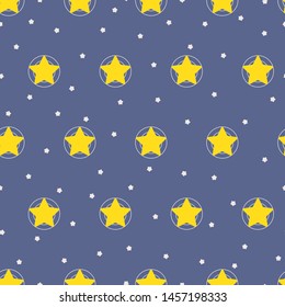 Childish seamless pattern with stars. Background for kids apparel, textile, fabric, postcards, wrapping paper, wallpaper. Christmas present wrapping. EPS 10 vector illustration