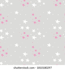 Childish seamless pattern with stars. Perfect for kids apparel, textile, nursery decoration and wrapping paper