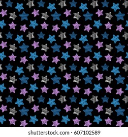 Childish seamless pattern with stars, vector