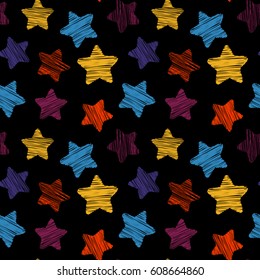 Childish seamless pattern with stars, vector