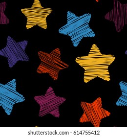 Childish seamless pattern with stars, vector. Bright background, good for children's products, wallpaper, wrapping paper, gadgets, surface coating, fabric and more