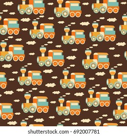 childish seamless pattern with train toys