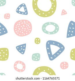 Childish seamless pattern with triangles and polka dots. Creative texture for fabric, textile