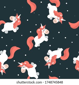 Patrón ininterrumpido infantil de Unicornios, fondo de ilustración de vector dibujado a mano, los niños diseñan genial para el diseño textil y textil, tejido, envoltura, ropa.