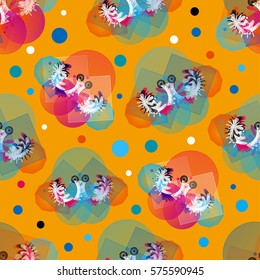 Childish seamless pattern with unusual abstract geometrical shapes.