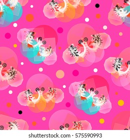 Childish seamless pattern with unusual abstract geometrical shapes.