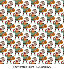 Childish seamless pattern with vikings. Trendy scandinavian vector background. Perfect for kids apparel,fabric, textile, nursery decoration,wrapping paper