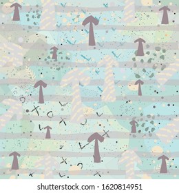 Childish Seamless Texture with Arrows. Hand Drawn Design With Brush. Vector Illustration.

