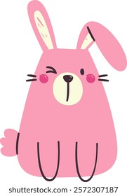 Childish Sitting Rabbit Vector Illustration