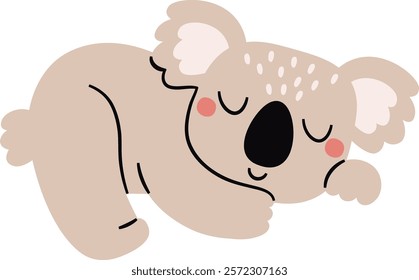 Childish Sleeping Koala Vector Illustration