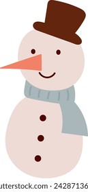 Childish Snowman With Scarf Vector Illustration