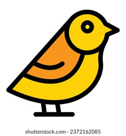 Childish sparrow icon outline vector. House bird. Fly animal color flat