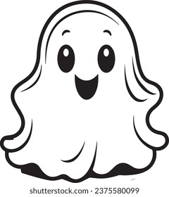  Childish spooky boo character for kids  cute funny happy ghost scary Magic spirit Isolated flat cartoon vector illustrations 