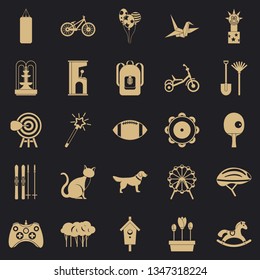 Childish sports icons set. Simple set of 25 childish sports vector icons for web for any design
