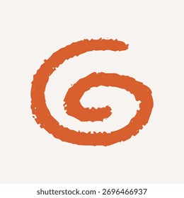 Childish squiggle, abstract geometric element. Crayon texture, primitive style.