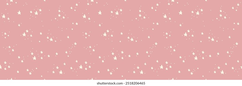 Estrellas infantiles en el Vector espacial del cielo sin patrón. Fondo de Vector estrellado celestial naive bebé Boho. A los niños les gusta el diseño estelar de la superficie rosa para la tela o el vivero de estilo escandinavo