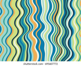 Childish stripes wave ripple texture vector. Curved lines wavy ribbons pattern. Advertising banner, billboard or card decorative striped background graphic design. Lined backdrop.