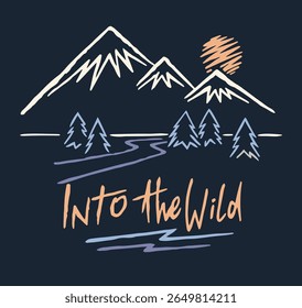 Childish style illustration of wild landscape.