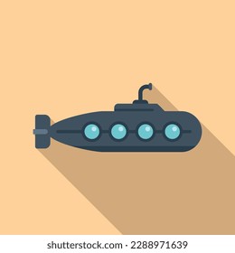 Childish submarine icon flat vector. Underwater ship. Cute bathyscaphe