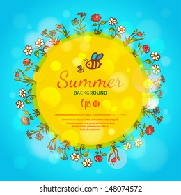 Childish summer poster in vector
