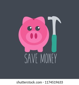 childish sweet cute pink piggy bank icon. logo finance & financial flat design. save money symbol savings cartoon. earnings provident fund vector. salary & wealth isolated. children account dream big