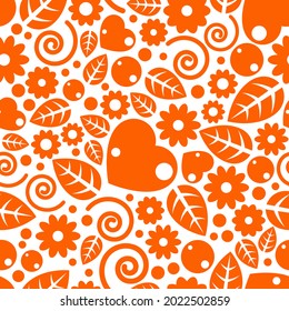 Childish textile vector seamless pattern with flowers and leaves, different elements endless pattern background image.