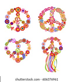 Childish t-shirt prints with peace flower symbol