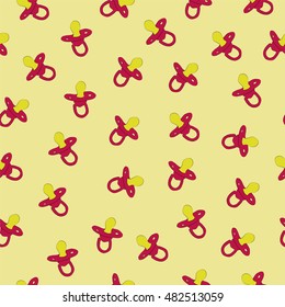 Childish vector background with nipples in the yellow background. Outline style. Perfect for cover, card, wall paper, fabric, wrapping paper and interior design.