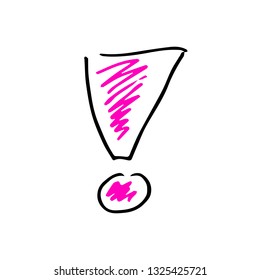 Childish vector drawing of an exclamation mark isolated on white.