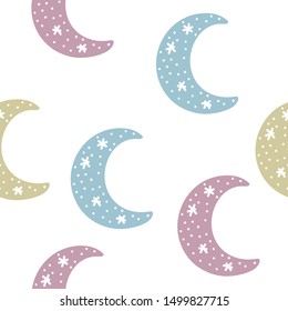 Childish wallpaper seamless pattern background. Abstract coft colored swatch for design kids badroom wall, nappy, birthday card, textile etc. 