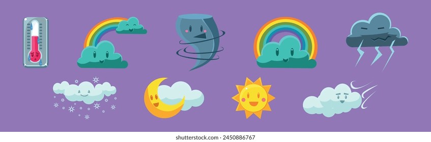 Childish Weather and Meteorology Character Element Vector Set