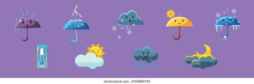 Childish Weather and Meteorology Character Element Vector Set