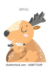 Childish and whimsical animal illustration with a heartwarming quote in vector format. Perfect for nurseries as wall print,  print on fabric or stationery.  