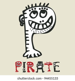 childlike crazy ABC, cute monster P