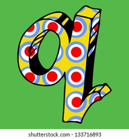 childlike crazy ABC, hand drawn letter Q