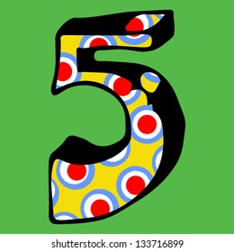 childlike crazy ABC, hand drawn number 5