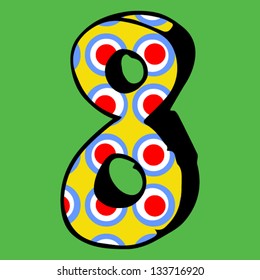 childlike crazy ABC, hand drawn number 8
