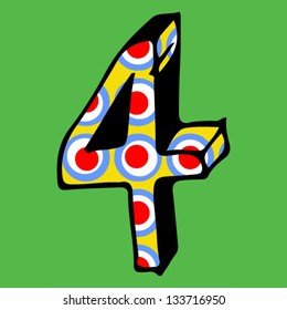 childlike crazy ABC, hand drawn number 3