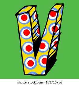 childlike crazy ABC, hand drawn letter V