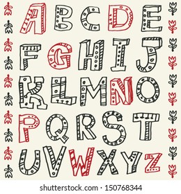 childlike doodle ABC