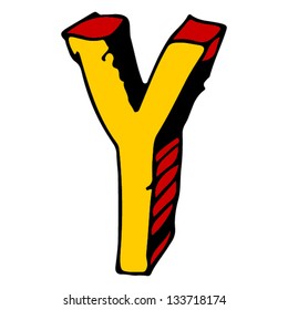 childlike doodle ABC, hand drawn letter Y